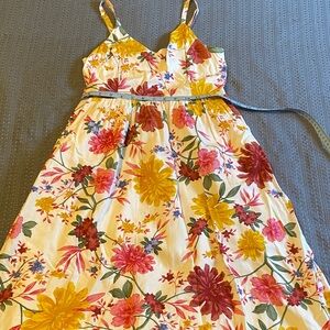 Old Navy Cream Floral Sundress with Pink, Yellow & Green